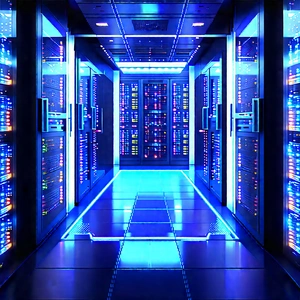 Futuristic Server Room With Large Room