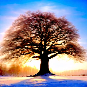 Nature Product Photography: Ancient Tree In Winter Snow With Large Tree