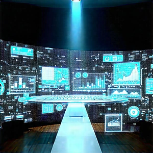 Financial Technology In Tech Office With Large, Futuristic