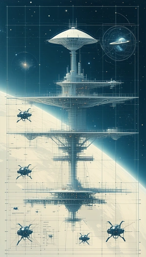 In This Futuristic Scene, There Are Three Spaceships Flying In The Sky