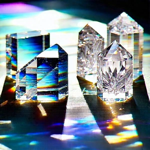Abstract Acrylic Painting: Crystal Assembly With Gradient With Group Three