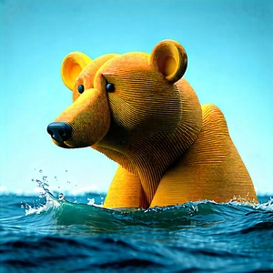Nature Product Photography: Bear In Ocean Waters With Large Yellow