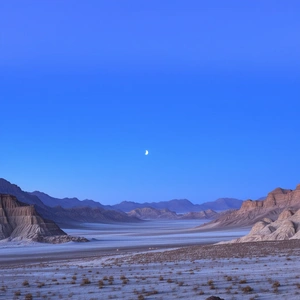 Nature Aerial Photography: Desert Landscape During Blue Hour With Vast, Open