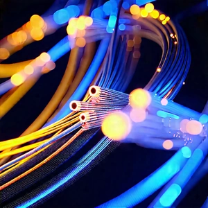 Close-up of fiber optic cables
