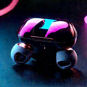 Wireless Earbuds With Digital Artwork With Black Pink