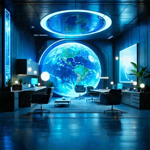 Futuristic Tech Startup Office With Futuristic Office