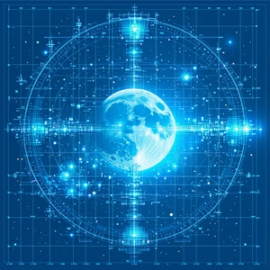 A Blue And White Planet With A Moon Orbiting Around It