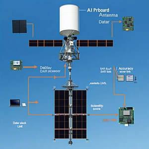 The Image Is A Diagram Of A Satellite System, Showing The Various Components And Their Connections
