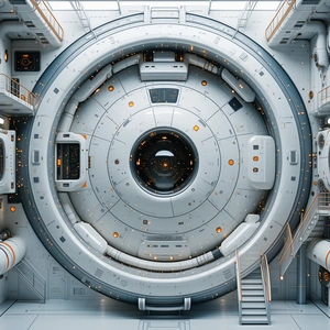 A Large, White, And Shiny Machine With A Circular Opening In The Center