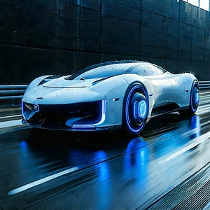 Innovative Electric Vehicle (design:1.17) With White Sports