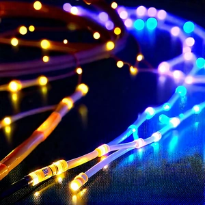 Close-up of fiber optic cables