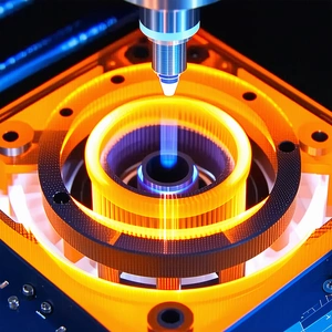 A Machine With A Bright Orange Light Shining On It
