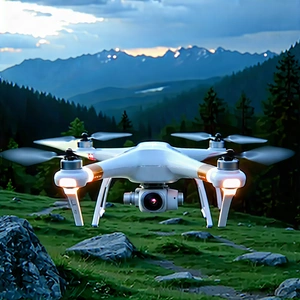 Tech Landscape Photography: Drone With Digital Artwork With White Drone