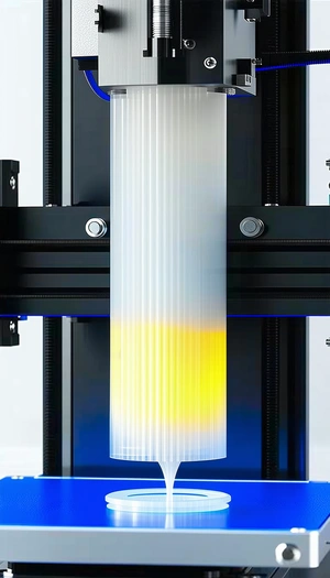 A Blue Light Is Shining On A Yellow And White Striped Object