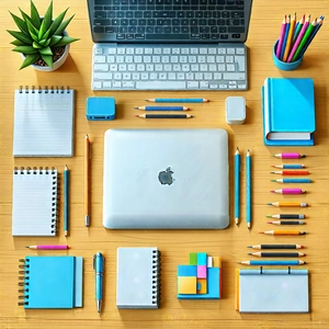 Business Concept Art: Workplace with modern office supplies on desk
