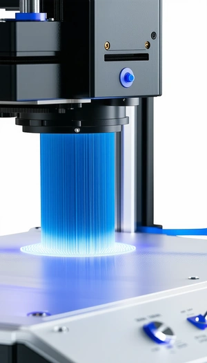 A 3d Printer In Action, Creating A Blue Object