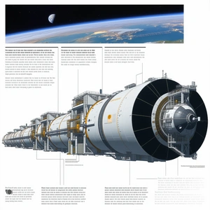 A Large Spacecraft Is Shown In A Diagram, With Various Parts Labeled