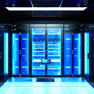 (futuristic:1.28) Server Room With Image, There