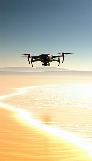 A Drone Flying High Above A Beach