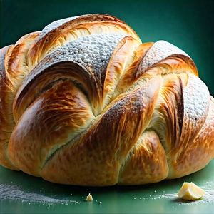Lifestyle Pastel Drawing: Artisanal Bread Prepared With Artistic Presentation With Large, Round,