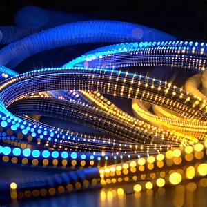 Close-up Of Fiber Optic Cables With Close-up Blue