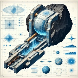 A Futuristic Drawing Of A Space Station Is Shown, With A Large Tunnel Leading To A Smaller Tunnel