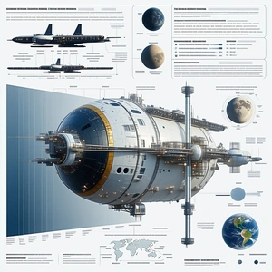 A Large Spacecraft Is Shown In A Diagram, With Various Parts Labeled