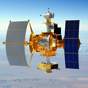 A Large Spacecraft With A Dome-shaped Structure On Top Of It