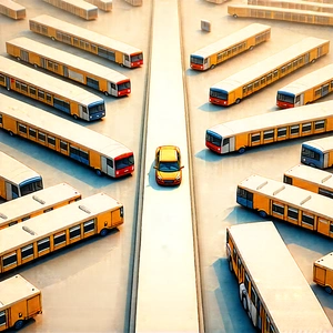 Urban Pencil Sketch: Aerial View Of Transportation Hub With Image, There