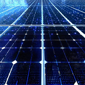 Solar Panel With Digital Particles With Blue Solar