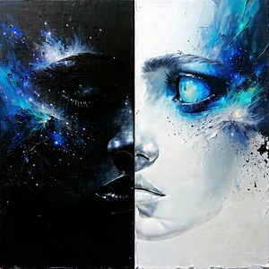 Abstract Oil Painting: Duality represented through textural contrasts