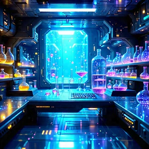 (futuristic:1.31) Research Laboratory With Image, There