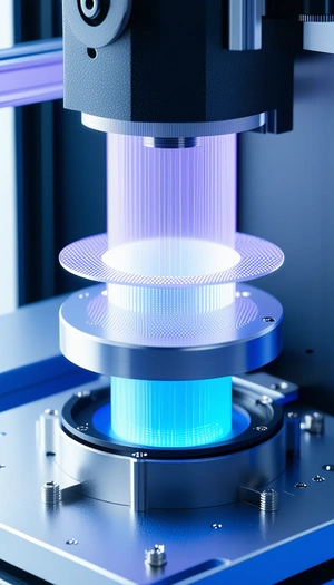 A Blue And Purple Light Is Shining On A Machine, Which Appears To Be A Piece Of Equipment