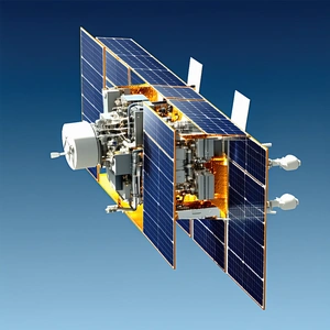A Solar Powered Spacecraft Is Shown In A Blue Sky