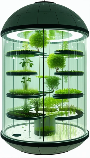 A Large, Multi-tiered Glass Structure Filled With Various Plants
