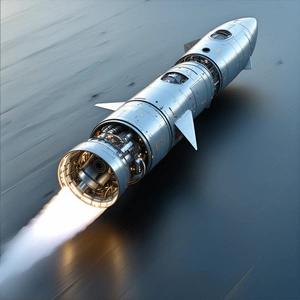 A Rocket Is Shown In A Close-up Shot, With Its Engine And Exhaust Visible