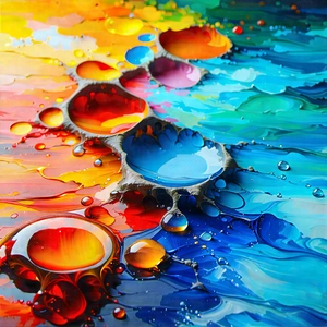 Abstract Gouache Painting: Liquid Arrangement With Painting Variety