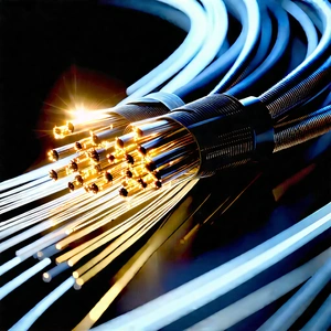 Close-up Of Fiber Optic Cables With Close-up Large