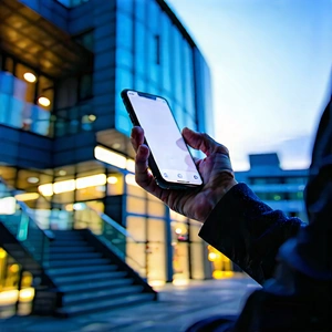 Business Architectural Photography: Finance professional using smartphone