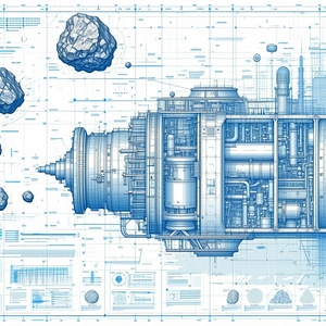 In This Image, There Is A Blue And White Drawing Of A Spacecraft, Which Appears To Be A Rocket