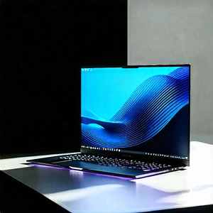 Tech Etching: Laptop With Streaming Content With Black Laptop