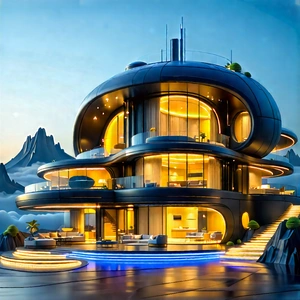(futuristic:1.49) Smart Home With Large, Futuristic