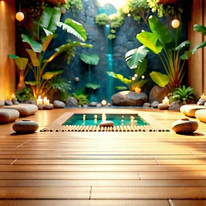 Lifestyle Concept Art: Wellness Scene With Meditation Space With Beautifully Designed