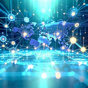 Blockchain Network Visualization With Blue White