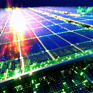 Solar Panel With (digital:1.4) Particles With Solar Panel