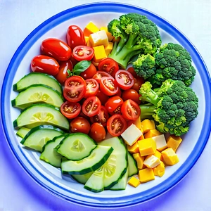 Lifestyle Hdr Photography: Healthy Meal Prepared With Seasonal Produce With Blue Plate