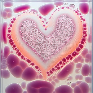 A Heart-shaped Design Made Of Various Colors Of Liquid, Possibly A Red Substance