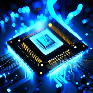 Microchip with blue light (glow:1.34)