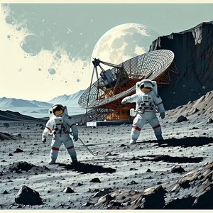 In The Image, There Are Two Astronauts Standing On A Rocky Surface, Possibly On The Moon