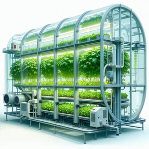 A Large, Cylindrical Structure Filled With Numerous Potted Plants